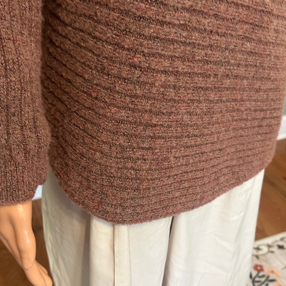 Max Studio Chunky Ribbed Cowl Neck Sweater in Brown - Picture 6 of 7